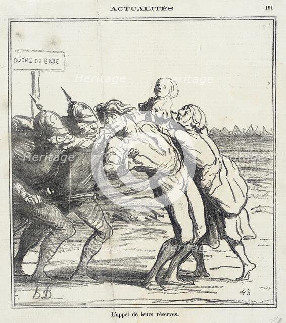 L'Appel de leurs réserves, 1870. Creator: Honore Daumier.