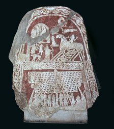 Viking stele showing Odin's horse Sleipnir. Artist: Unknown