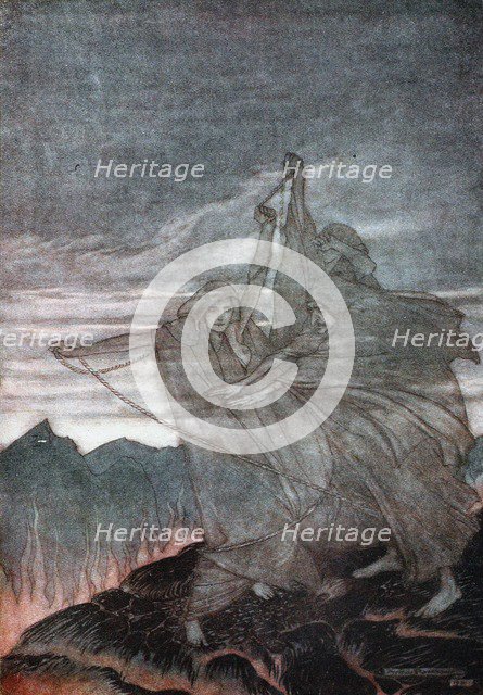 The Norns Vanish. Illustration for Siegfried and The Twilight of the Gods by Richard Wagner, 1910. Artist: Rackham, Arthur (1867-1939)