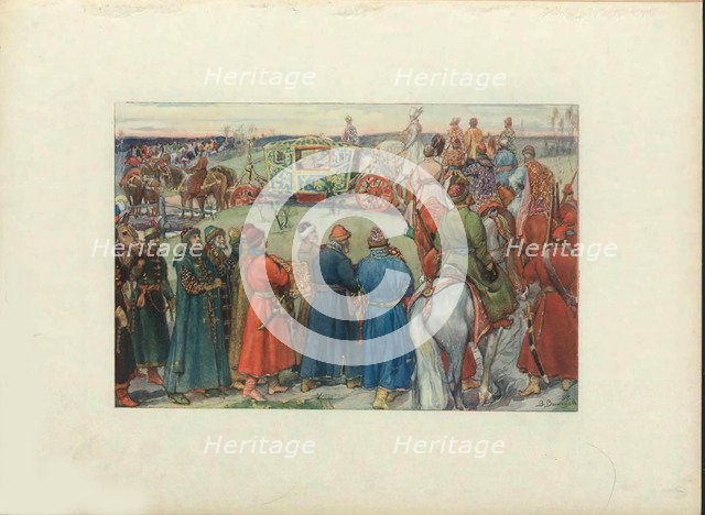 Tsar's Alexei Mikhailovich Ride to the Hunt, 1896. Artist: Vasnetsov, Viktor Mikhaylovich (1848-1926)