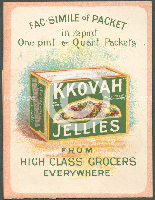 Kkovah Table Jelly, 1890s. Artist: Unknown