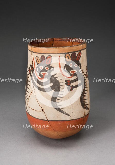 Jar Depicting Composite Feline and Serpent Beings, Heavily Restored, 180 B.C./A.D. 500. Creator: Unknown.