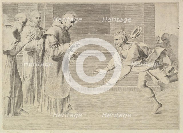 St. William, Duke of Aquitaine, Converted by St. Bernard. Creator: Claude Mellan.