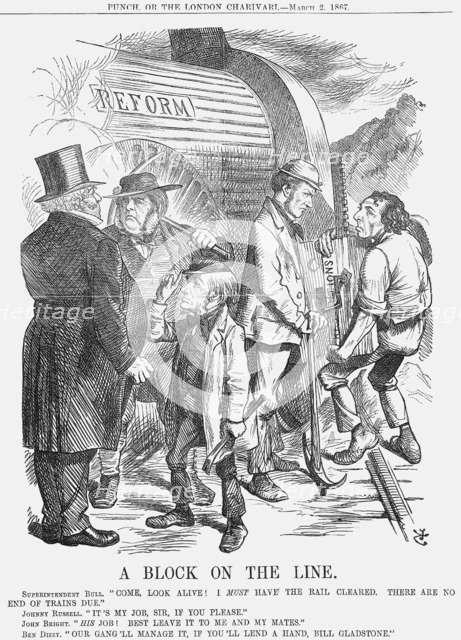 'A Block on the Line', 1867. Artist: John Tenniel