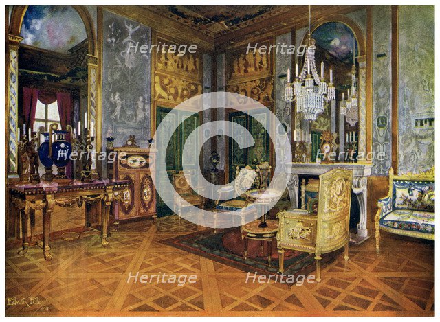 Salon de Musique of Marie Antoinette, Chambre a Coucher, Palais de Fontainebleau, France, 1911-1912.Artist: Edwin Foley