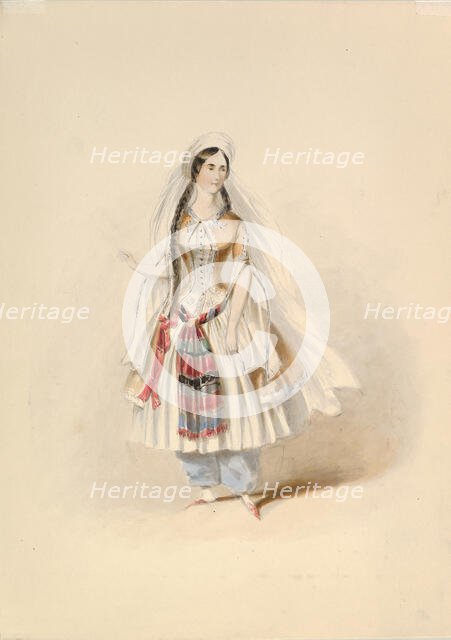 Costume Study for Blonde in the "Abduction from the Seraglio" by W.A. Mozart, ca. 1830-50. Creator: Johann Georg Christoph Fries.