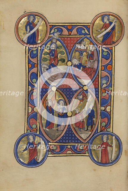 The Tree of Jesse; The Annunciation; The Nativity; The Annunciation to the Shepherds, about 1250-60. Creator: Unknown.