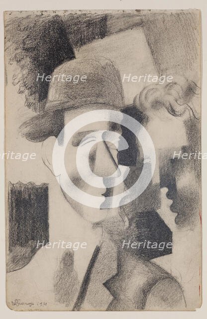 Two Heads, 1921. Creator: Roger de la Fresnaye.