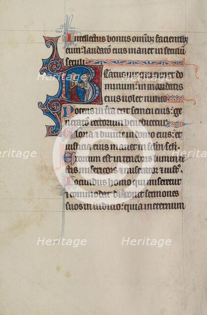 Initial B: A Man Distributing Bread; Bute Psalter, text and illumination about 1285. Creator: Bute Master.