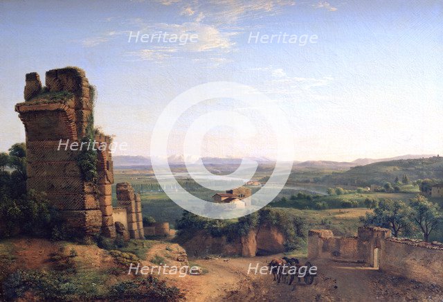 'Roman aqueducts seen on the slopes of Saint Just', c1790-1853. Artist: Jean Michel Grobon