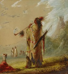 A Shoshonee Indian Smoking, ca. 1860s. Creator: Alfred Jacob Miller.