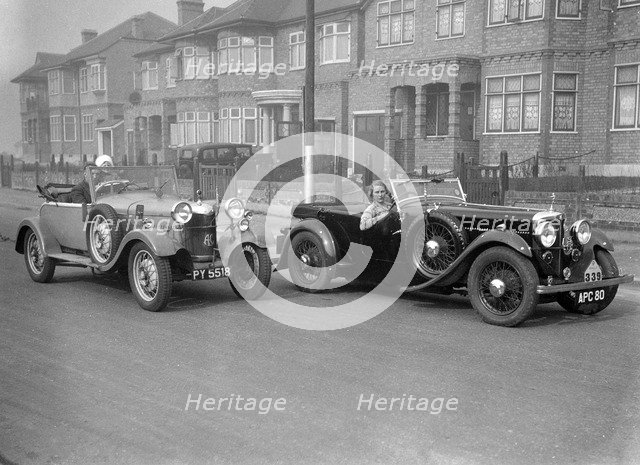 SA Roebuck's AC Open 2-seat tourer and Kitty Brunell's winning AC 4-seater tourer, RAC Rally, 1933. Artist: Bill Brunell.