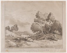 Landscape with Figures Binding a Bundle of Wood, May 21, 1789., May 21, 1789. Creator: Thomas Rowlandson.