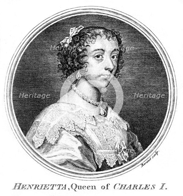 Queen Henrietta Maria, queen consort of Charles I. Artist: Ravenet