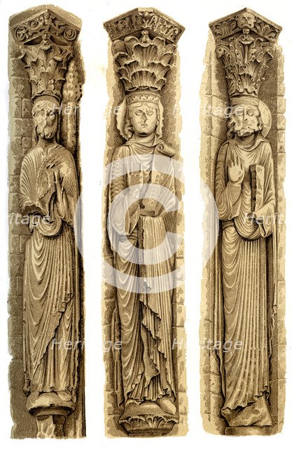 Exterior decoration of Le Mans Cathedral, Le Mans, France, 15th century (1849).Artist: H Moulin