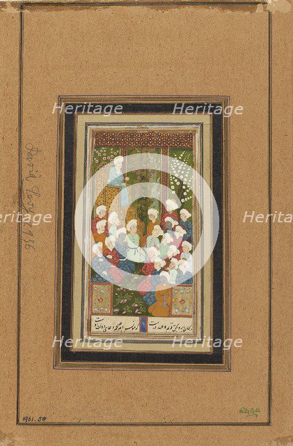 Man preaching to a crowd from a pulpit, possibly late 16th century. Artist: Unknown.