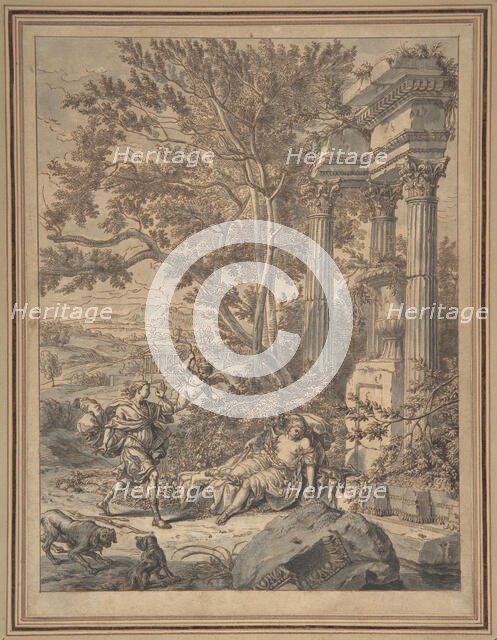 Silvio Approaches Dorinda whom He Has Wounded with an Arrow..., ca. 1700. Creator: Richard van Orley.