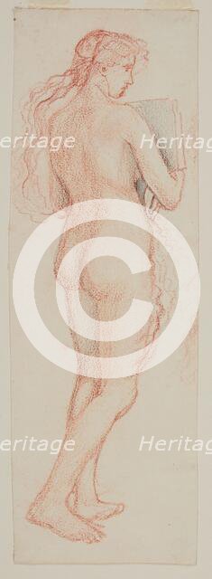 Female nude - study of figure with musical instrument, 1864. Creator: Sir Edward Coley Burne-Jones.