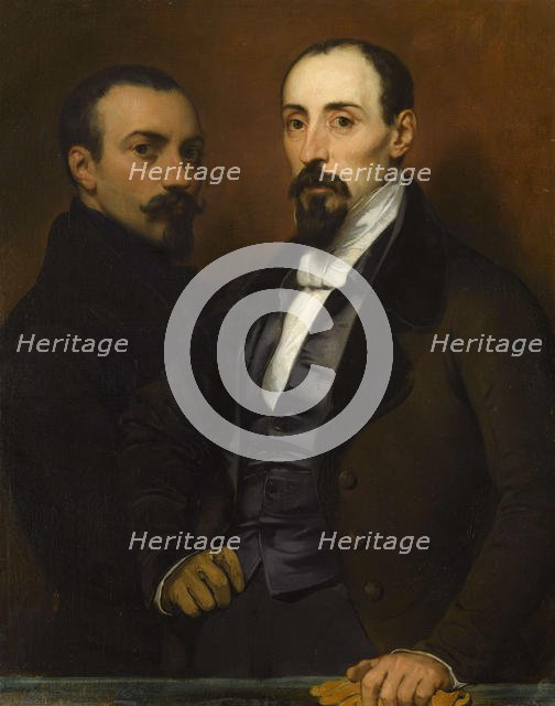 Self-Portrait with his son Achille, 1836. Creator: Devéria, Eugène (1805-1865).
