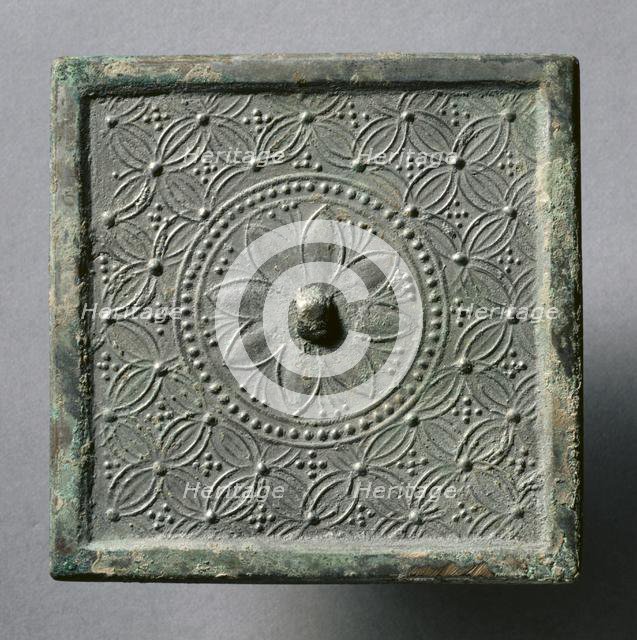 Square Mirror with Floral and Coin Motifs, early 10th Century - early 12th Century. Creator: Unknown.