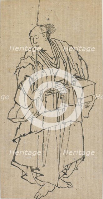 Standing figure of a man, late 18th-early 19th century. Creator: Hokusai.