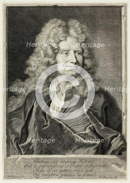 Portrait of Nicolas Boileau Despréaux, 1710. Creator: François Chereau the Elder.