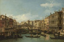 Venice, the Grand Canal with the Rialto Bridge seen from the South. Creator: Bellotto, Bernardo (1720-1780).