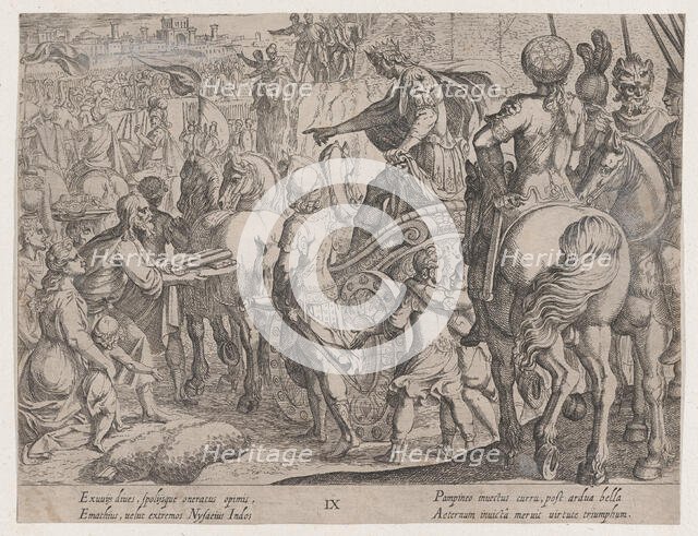 Plate 9: Alexander's Triumphal Entry into Babylon, from The Deeds of Alexander the Great, ..., 1608. Creator: Antonio Tempesta.