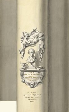 Design for a monument for C. Brunings: a bust with putti, 1806. Creator: Bartholomeus Ziesenis.