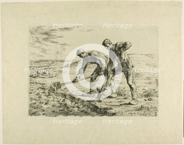 Two Men Digging, 1855–56. Creator: Jean Francois Millet.
