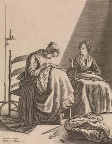 Two Women Sewing, Plate 1 from Five Feminine Occupations, ca. 1640-57. Creator: Geertruydt Roghman.