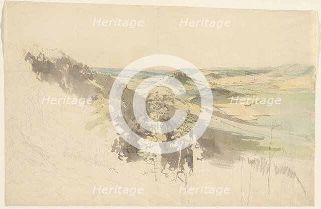 Hilly Landscape with Landsberg Castle, 1830/1836. Creator: Carl Wagner.