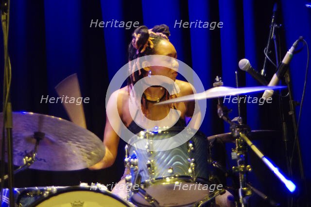 Romarna Campbell Trio, New Generation Jazz Festival Roadshow, Shoreham by Sea, W Sussex, Feb 2023. Creator: Brian O'Connor.