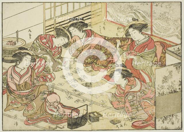 Courtesans of the Echizenya, from the book "Mirror of Beautiful Women of the Pleasure..., 1776. Creator: Shunsho.