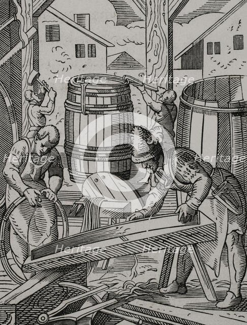 Cooper's workshop, 16th century (1877). Creator: Jost Ammon.