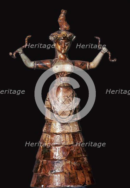 Minoan snake-goddess, 18th century BC. Artist: Unknown