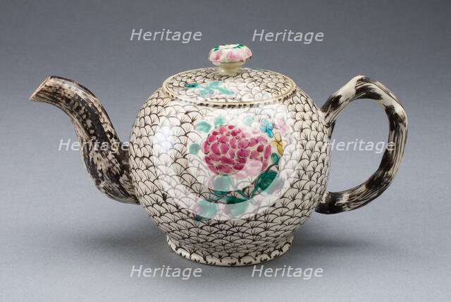 Teapot, Staffordshire, 1755/65. Creator: Staffordshire Potteries.