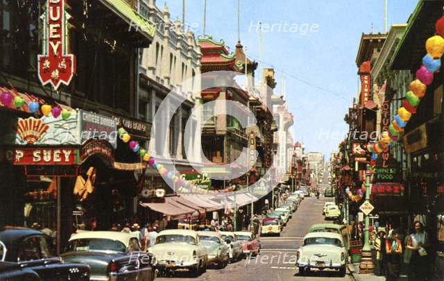 Grant Avenue, Chinatown, San Francisco, California, USA, 1957. Artist: Unknown