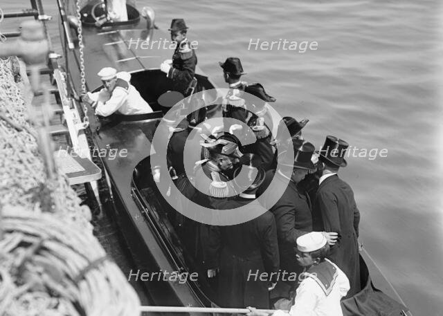 German Squadron Visit To U.S. President Taft And Party Leaving 'Mayflower', 1912. Creator: Harris & Ewing.