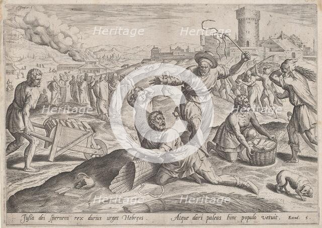 The Taskmaster of the Pharaoh Beating the Israelites, c.1585. Creator: Johann Sadeler I.