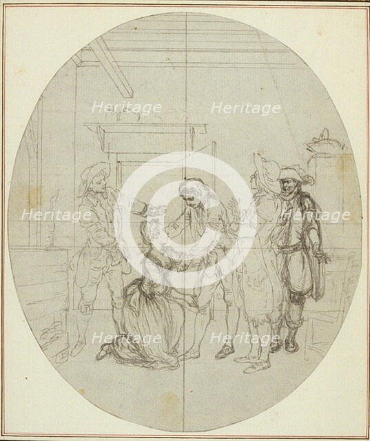 Study for a second edition, never published, of Colle's "La Partie de Chasse de Hen..., before 1766. Creator: Hubert Francois Gravelot.