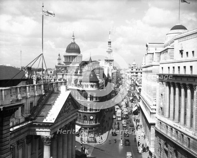 Mansion House and St Paul's Cathedral, City of London, c1955. Creator: Arthur Charles Kirby Ware.