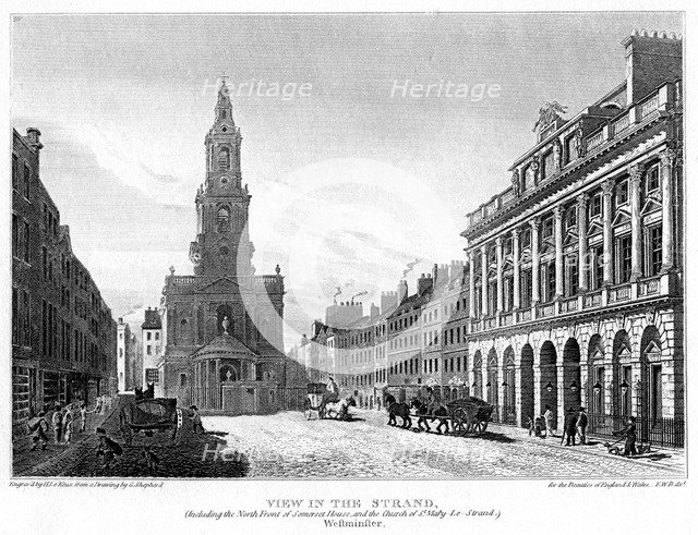 View of the Strand, Westminster, London, 1810.Artist: H le Keux