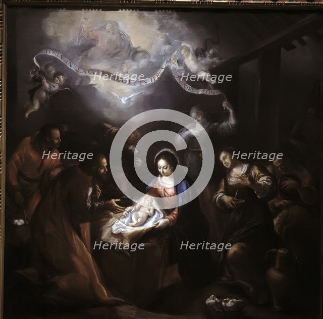  'Adoration of the Shepherds', oil Painting by Francisco Camilo.