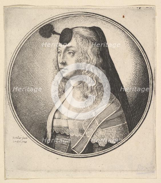 Woman with houpette on forehead turned to left, 1643. Creator: Wenceslaus Hollar.