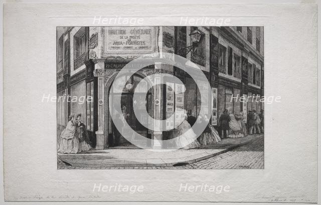 Headquarteres of the Société des Aquafortistes, 1864. Creator: Adolphe Théodore Jules Martial Potémont (French, 1828-1883).