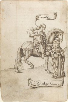 Credulity Preparing to Nurse the Mother of Hope [fol. 18 verso], c. 1512/1515. Creator: Unknown.