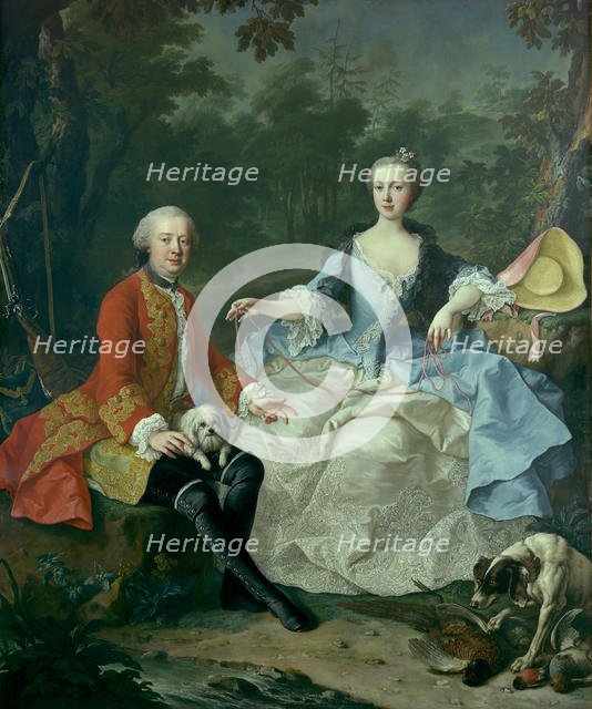 Count Giacomo Durazzo (1717-1794) in the Guise of a Huntsman with His Wife..., prob early 1760s. Creator: Martin van Meytens.