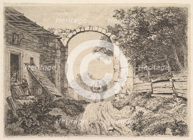 Girl with a Load of Hay, Outside of Thorbogen, 1817. Creator: Johann Christian Erhard.