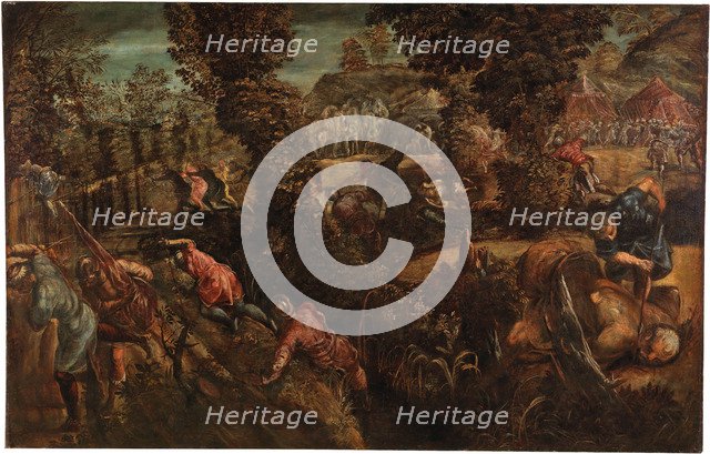 The battle between the Israelites and the Philistines, .